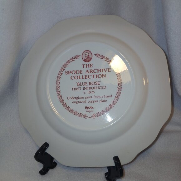 The Spode Archive Collection Blue Rose Plate Cranberry 9.5" Preowned EUC England - Picture 4 of 16